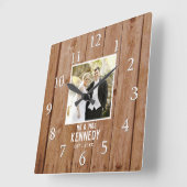 Alleen Wedding Photo Anniversary Wood Personalized Vierkante Klok (Hoek)