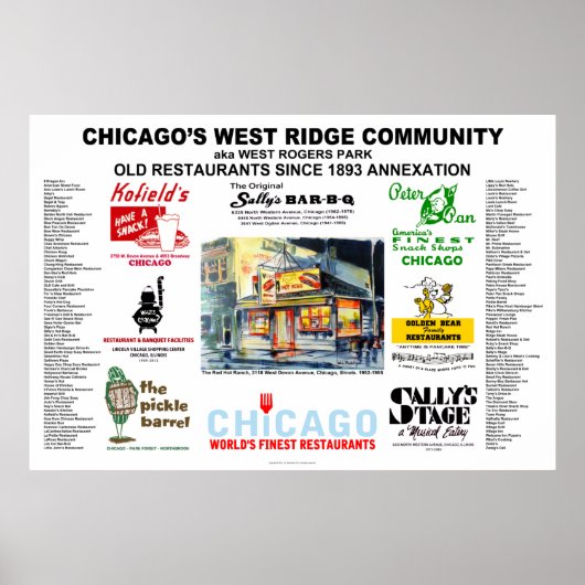 alleen West Ridge Chicago Restaurants 40x27 Poster (Voorkant)