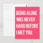 Alleen zijn was nooit moeilijk voordat ik je ontmo briefkaart (Voorkant / Achterkant)