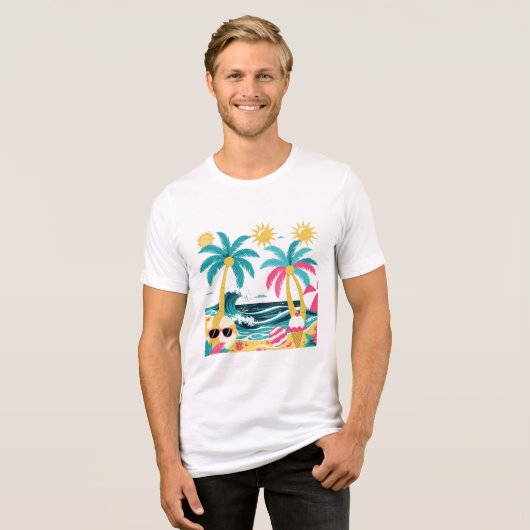 Alleen Zomer Vibes – Kleurrijk Tropisch Strand T-S Tri-Blend Shirt (Voorkant volledig)