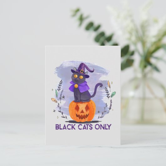 Alleen zwarte kat briefkaart (Staand voorkant)