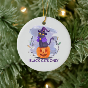 Alleen zwarte kat keramisch ornament