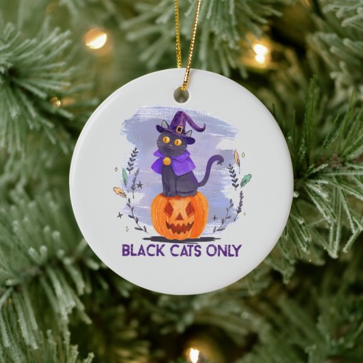 Alleen zwarte kat keramisch ornament (Boom)