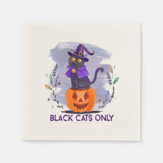 Alleen zwarte kat servet (Voorkant)