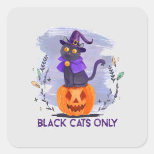 Alleen zwarte kat vierkante sticker