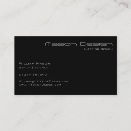 Alleen zwarte tekst Modern Minimalistisch Visiteka Visitekaartje (Voorkant)