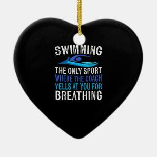 Alleen zwemmen waar de coach zwemt keramisch ornament