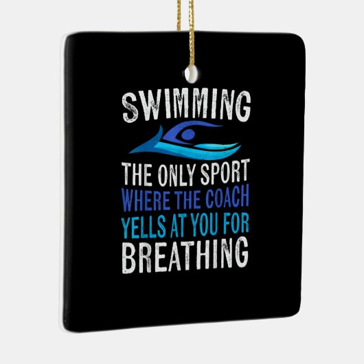 Alleen zwemmen waar de coach zwemt keramisch ornament (Rechts)