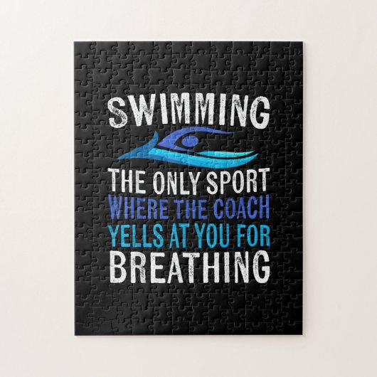 Alleen zwemmen waar de coach zwemt legpuzzel (Verticaal)