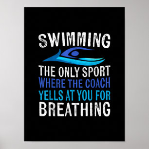 Alleen zwemmen waar de coach zwemt poster
