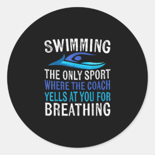 Alleen zwemmen waar de coach zwemt ronde sticker