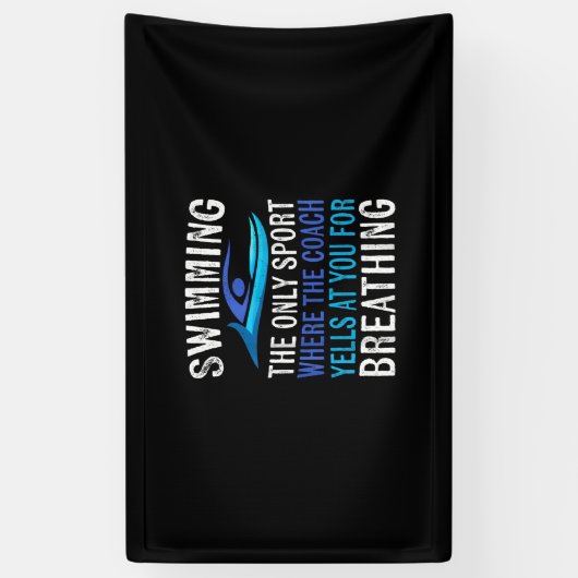 Alleen zwemmen waar de coach zwemt spandoek (Verticaal)