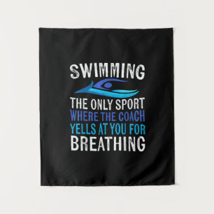 Alleen zwemmen waar de coach zwemt wandkleed