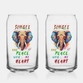 Alleenstaand en in vrede met mijn hart blikvorm glas (Voorkant)