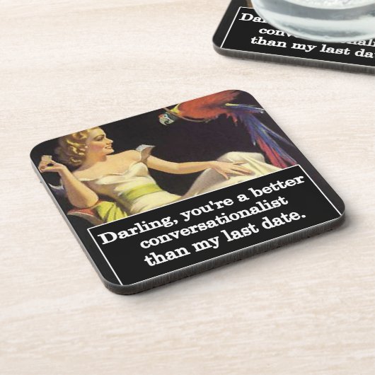 Alleenstaande dame met een vogel  Grappig Bier Onderzetter (Linkerzijde)