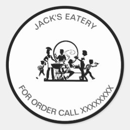 alleenstaande eetgelegenheden ronde sticker