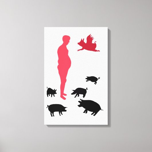 Alleenstaande, gelukkige maaltijd is vegetarisch, canvas afdruk (Voorkant)