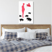 Alleenstaande, gelukkige maaltijd is vegetarisch, canvas afdruk (Insitu (Slaapkamer))