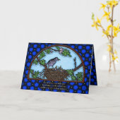 Alleenstaande moeder Vogel voeden baby's in Nest Kaart (Gele Bloem)