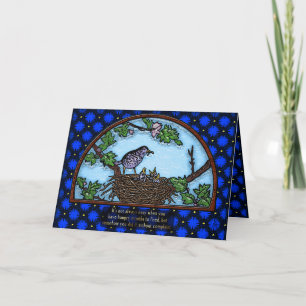 Alleenstaande moeder Vogel voeden baby's in Nest Kaart