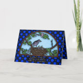 Alleenstaande moeder Vogel voeden baby's in Nest Kaart (Voorkant)