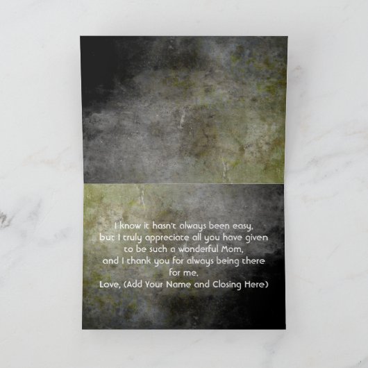 Alleenstaande moeders regel, Moederdag Kaart (Binnen)