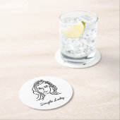 alleenstaande vrouw ronde kartonnen onderzetter (Insitu)