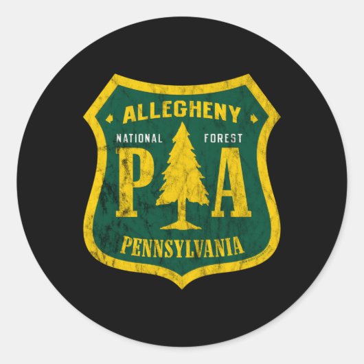 Allegheny National Forest Pennsylvania Shield Look Ronde Sticker (Voorkant)