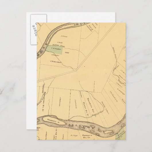 Allegheny River Pa, Map Briefkaart (Voorkant / Achterkant)