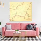 Allegheny River Pa, Map Canvas Afdruk (Insitu (Woonkamer))