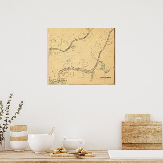 Allegheny River Pa, Map Poster (Keuken)