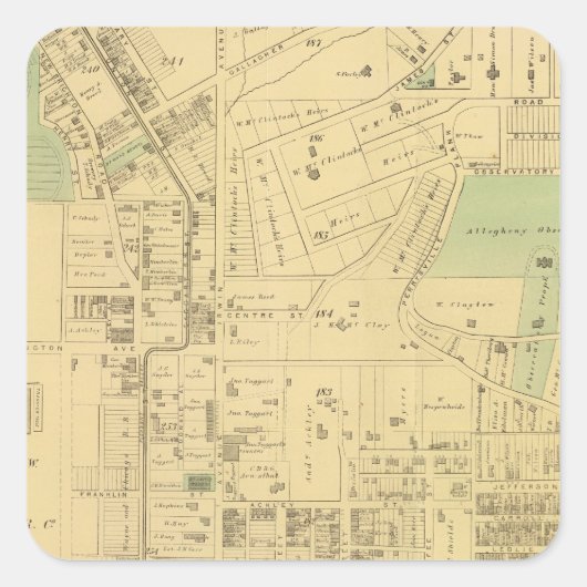 Allegheny ward 2 vierkante sticker (Voorkant)