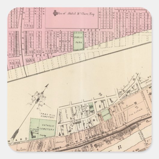 Allegheny ward 8 Homestead Vierkante Sticker (Voorkant)