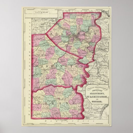 Allegheny, Washington, graafschappen Greene Poster (Voorkant)