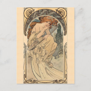 Allegorie de la Musique door Alphonse Mucha  Briefkaart