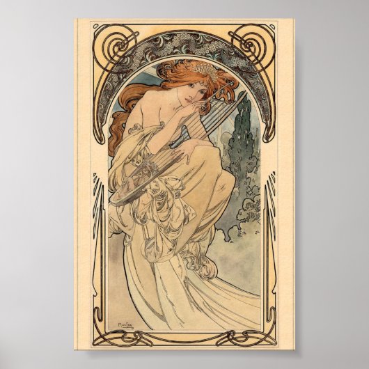 Allegorie de la Musique door Alphonse Mucha T-Shir Poster (Voorkant)
