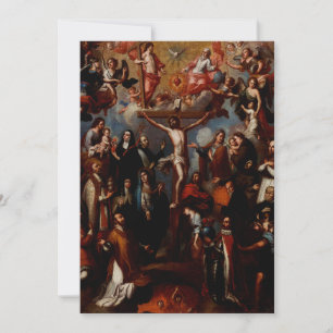 Allegorie van de Kruisiging met Jezuïeten Heiligen Feestdagenkaart