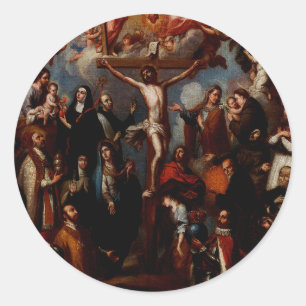 Allegorie van de Kruisiging met Jezuïetische Heili Ronde Sticker