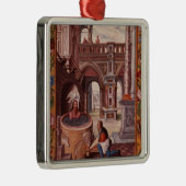 Allegorische afbeelding van een alchemicus op metalen ornament (Rechts)