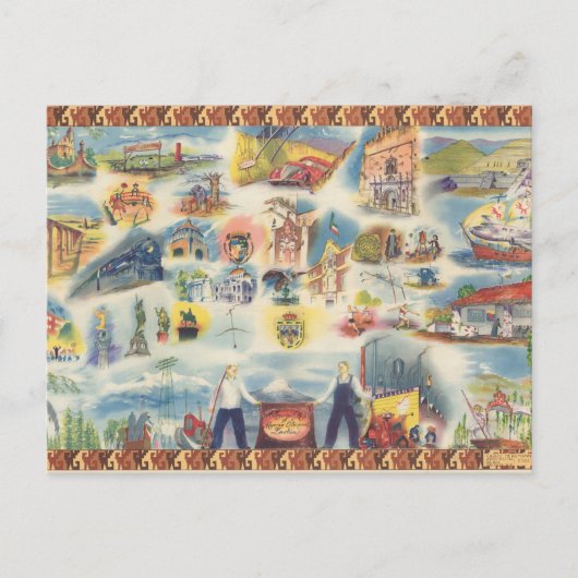 Allegorische kaart van Mexico City en Environs (Voorkant)