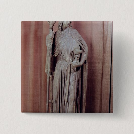 Allegorische kerkfiguur die een krijgsraad vasthou vierkante button 5,1 cm (Voorkant)