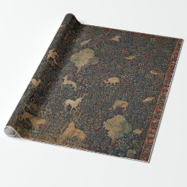 Allegorische millefleurs Bosbouw met dieren Cadeaupapier