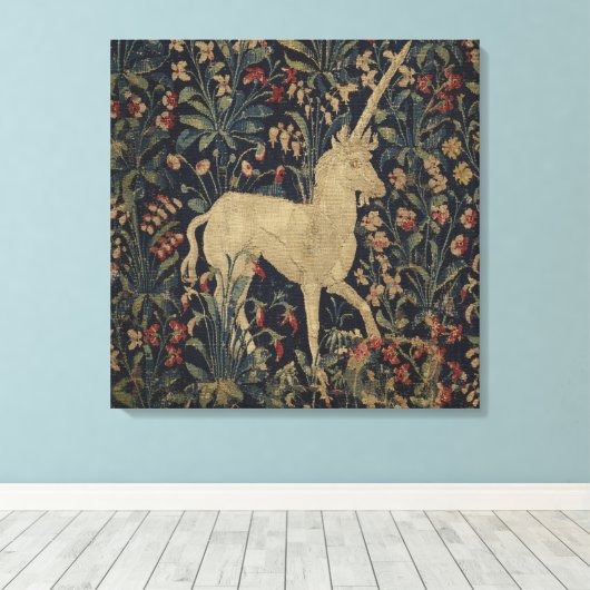 Allegorische "Millefleurs" Bosbouw met dieren Canvas Afdruk (Insitu (Houten vloer))