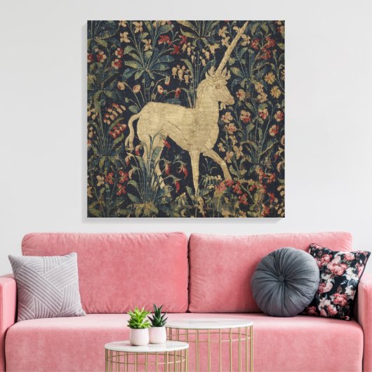 Allegorische "Millefleurs" Bosbouw met dieren Canvas Afdruk (Insitu (Woonkamer))