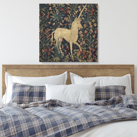 Allegorische "Millefleurs" Bosbouw met dieren Canvas Afdruk (Insitu (Slaapkamer))