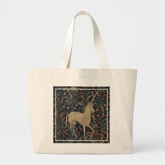 Allegorische "Millefleurs" Bosbouw met dieren Grote Tote Bag (Voorkant)