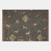 Allegorische millefleurs Bosbouw met dieren Inpakpapier Vel (Voorkant 2)