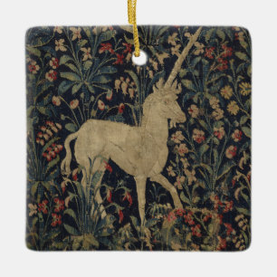 Allegorische "Millefleurs" Bosbouw met dieren Keramisch Ornament