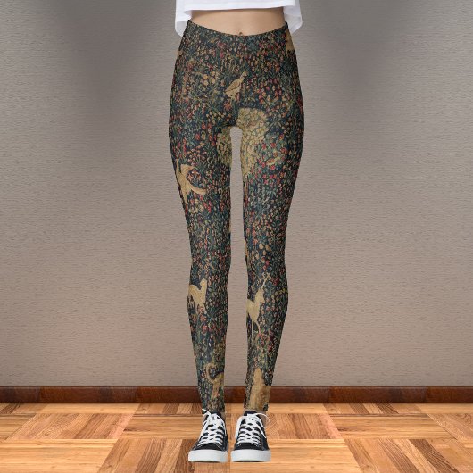 Allegorische millefleurs Bosbouw met dieren Leggings
