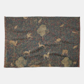 Allegorische millefleurs Bosbouw met dieren Theedoek (Horizontaal)